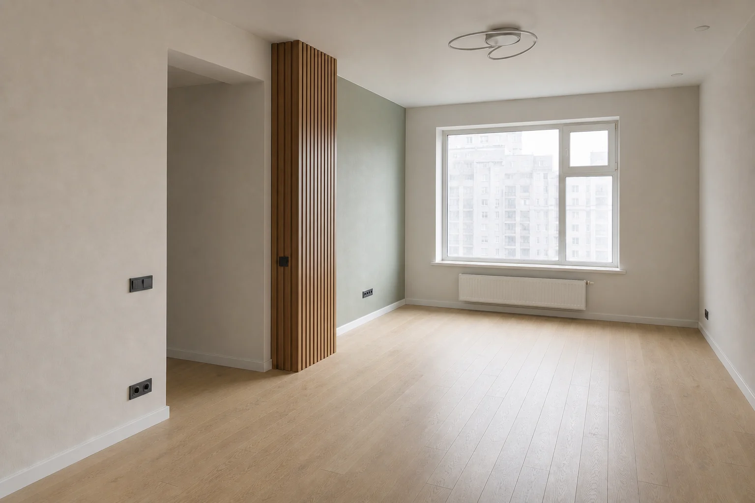 Bright apartment after construction dust removal